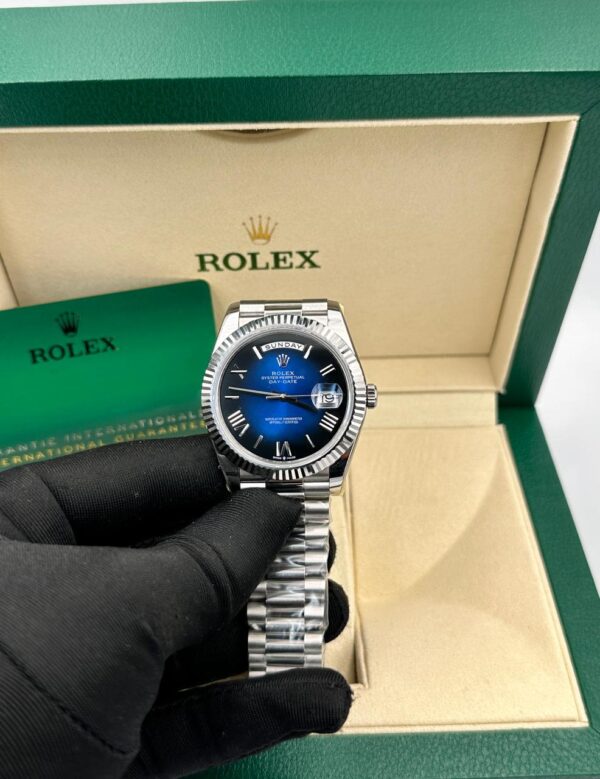Rolex Super Clone Day-Date White Gold Blue
