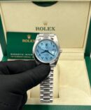 Day date Super Clone 40mm Platinum ICE Blue Arabic Dial