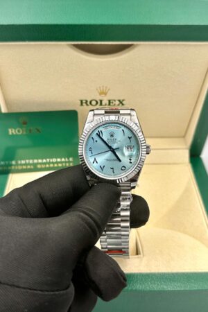 Day date Super Clone Ice Blue Arabic Dial