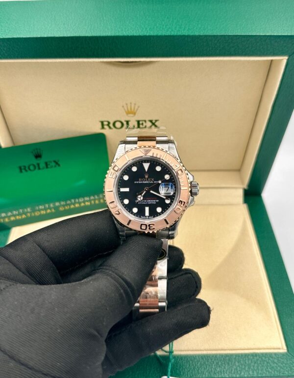 Rolex Yacht Master 18K Everose Gold Steel Black Dial Super Clone