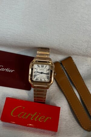 Cartier Santos De Cartier Rose Gold White Dial