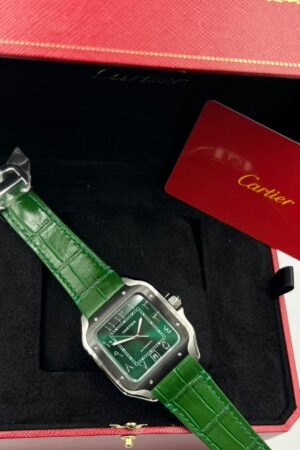 Cartier Santos Green Dial and Green Leather Strap