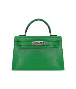 Hermès Kelly II Sellier Mini Bambou Chevre Leather Palladium Hardware
