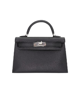 Hermès Kelly II Sellier Mini Black/Rouge H Chevre Leather Palladium Hardware
