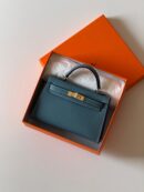 Hermès Mini Kelly 19 Sellier bag in Blue Jean Epsom Leather