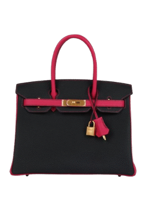 Hermès Birkin 30 Black and Rose Mexico Togo Brushed Gold Hardware