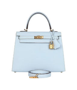 Hermes Kelly 25 Bleu Brume Epsom Gold Hardware
