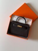 HM Mini Kelly 19cm Black Epsom Gold Hardware