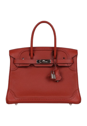 Hermès Birkin 30 Ghillies Brique Clemence and Evercolor Palladium Hardware