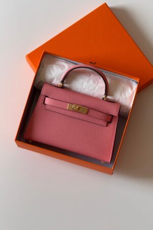 Hermès Mini Kelly 19 in Rose Lipstick Chevre Mysore Leather