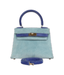 Vintage Hermès Kelly Sellier 20 Bleu Electric and Aqua Doblis Gold Hardware