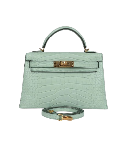 Hermès Kelly Sellier 20 Vert D'Eau Matte Alligator Gold Hardware