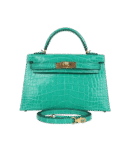 Hermès Kelly Sellier 20 Vert Jade Shiny Alligator Gold Hardware