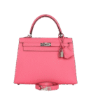 Hermes Kelly 25 Rose Azalee Epsom Palladium Hardware