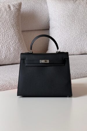 Hermes Kelly 25 Black Togo Gold Hardware