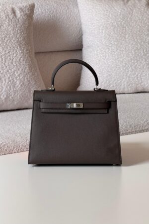 Hermes Kelly 25 Epsom Silver Hardware