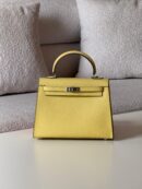Hermes Kelly 25 Jaune De Naples Epsom Palladium Hardware