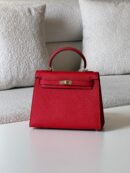 Hermes Kelly 25 Red Epsom Palladium Hardware