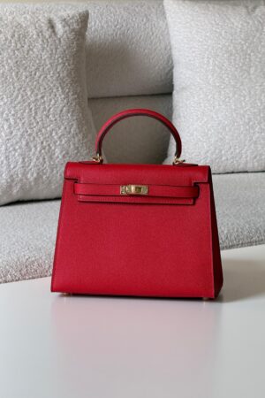 Hermes Kelly 25 Red Epsom Palladium Hardware