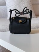 Hermès Mini Lindy 20 bag in black Clemence leather