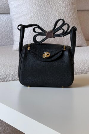 Hermès Mini Lindy 20 bag in black Clemence leather