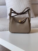 Hermès Mini Lindy II bag in Etoupe Taurillon Clemence leather