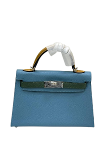 Hermès Mini Kelly 19 Sellier bag in a blue shade