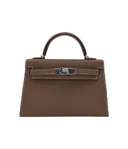Hermès Mini Kelly II HSS Etoupe/White Chèvre Palladium Hardware